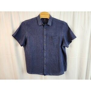 UNTUCKit Relaxed Fit 100% Linen Men's Short Sleve Shirt Cameron Blue Size XXL
